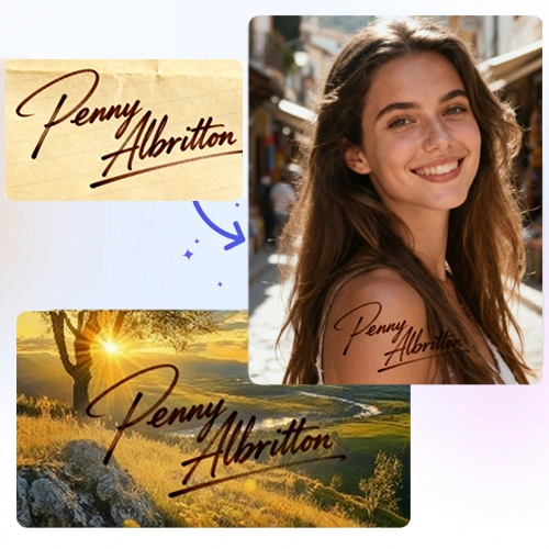 Add signature to photo online interface — upload and apply AI signature overlay